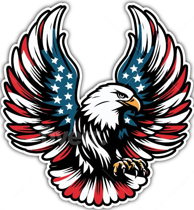 RED WHITE AND BLUE EAGLE - STICKER