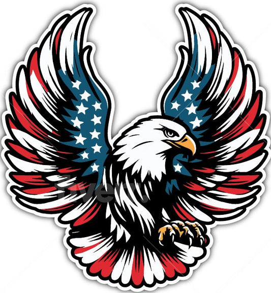 RED WHITE AND BLUE EAGLE - STICKER